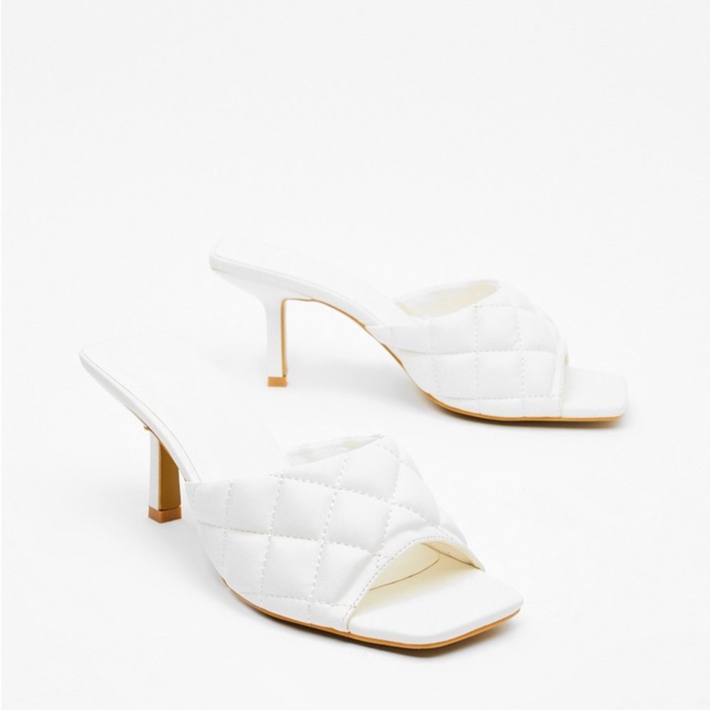 White Quilted Mule